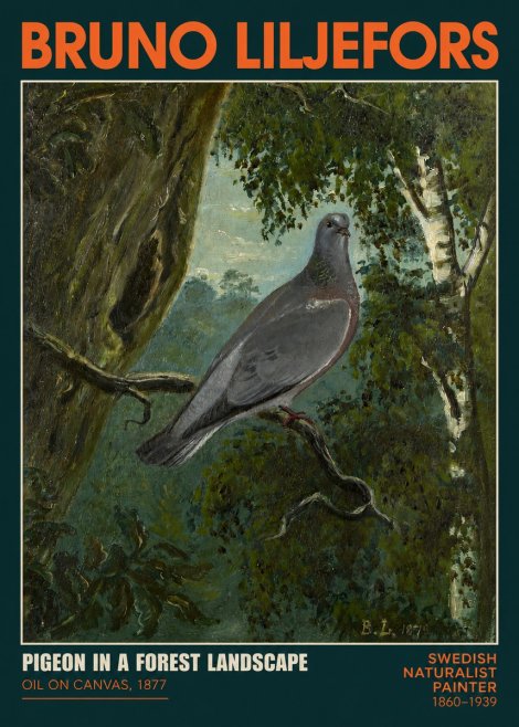Bruno Liljefors Pigeon in a Forest Landscape No2 - Poster
