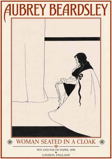 Aubrey Beardsley Woman Seated in a Cloak No5 - Poster