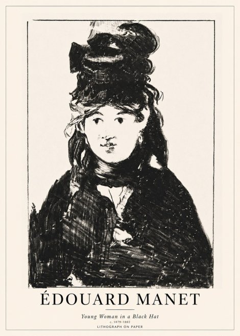 Édouard Manet Young Woman in a Black Hat II No1 - Poster