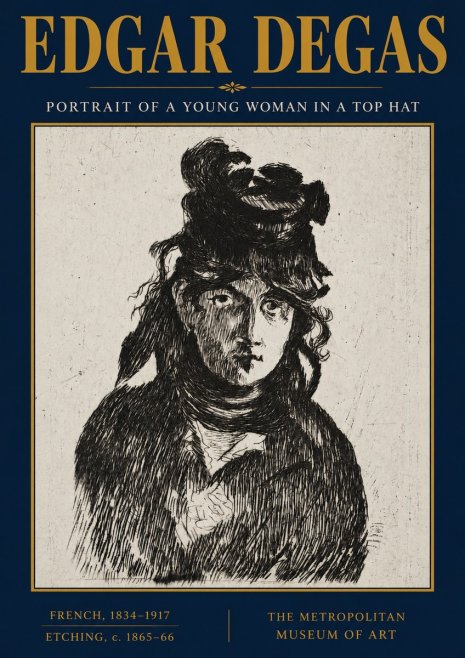 Edgar Degas Portrait of a Young Woman in a Top Hat No3 - Poster