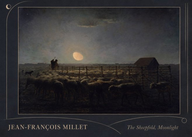 Jean-François Millet The Sheepfold, Moonlight No2 - Poster