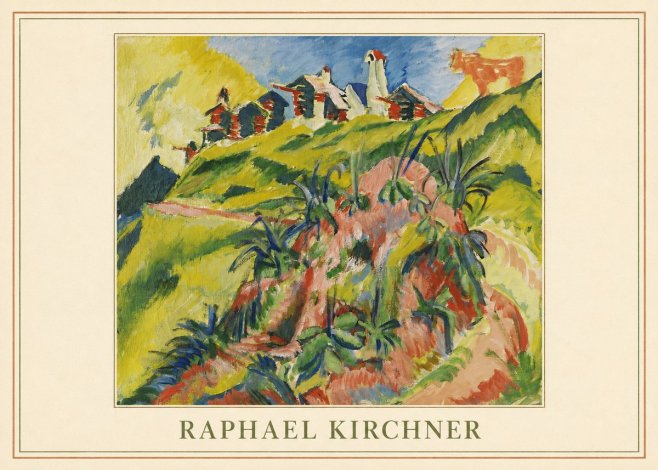 Raphael Kirchner Hillside Dwellings with Alpine Cow No4 - Poster