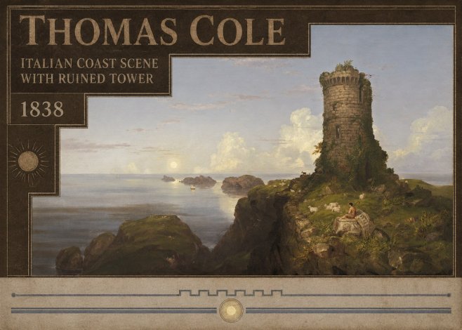 Thomas Cole Italian Coast Scene with Ruined Tower II No5 - Poster