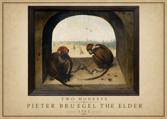 Pieter Bruegel Two Monkeys III No1 - Poster