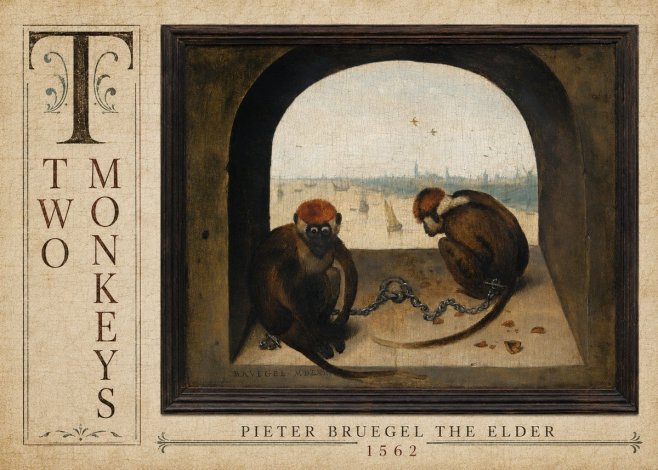 Pieter Bruegel Two Monkeys III No3 - Poster