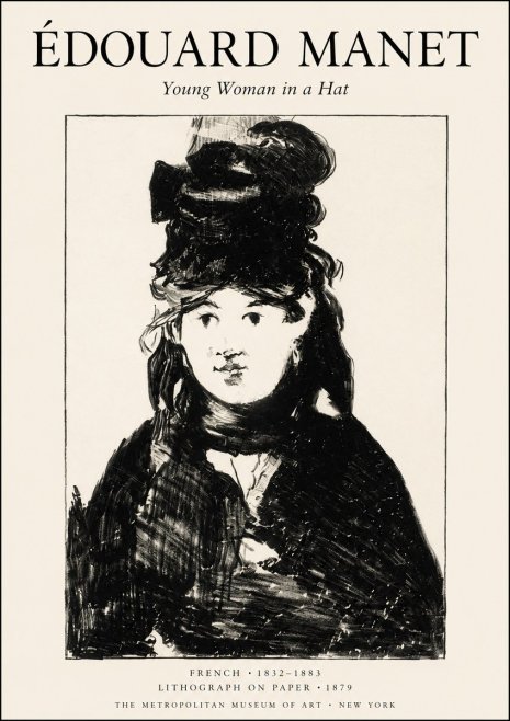 Édouard Manet Young Woman in a Hat II No1 - Poster