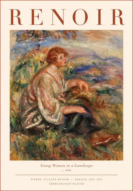 Renoir Young Woman in a Landscape No1 - Poster