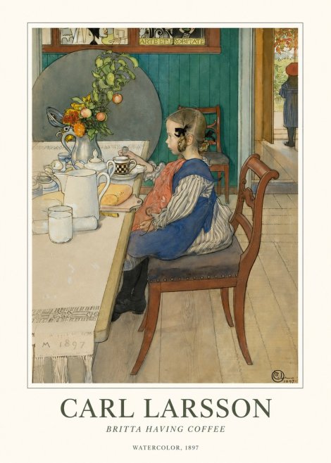 Carl Larsson Britta Having Coffee No1 - Poster