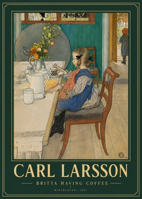 Carl Larsson Britta Having Coffee No4 - Poster