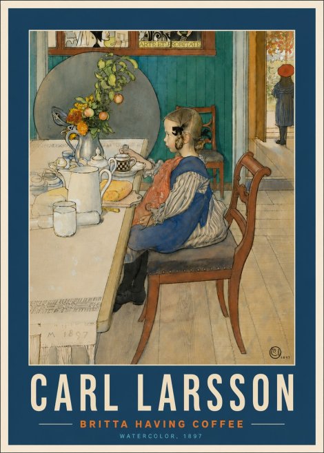 Carl Larsson Britta Having Coffee No6 - Poster