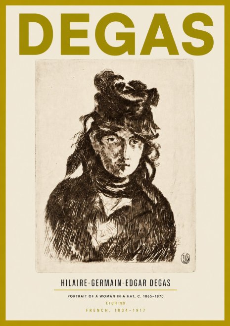 Edgar Degas Portrait of a Woman in a Hat No3 - Poster