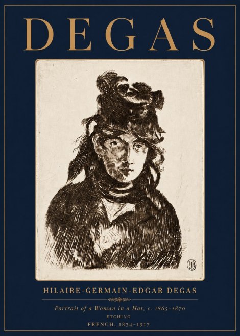 Edgar Degas Portrait of a Woman in a Hat No6 - Poster