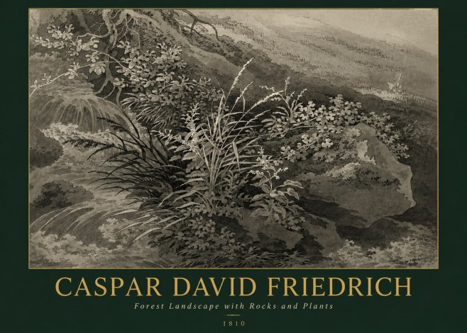 Caspar David Friedrich Forest Landscape with Rocks and Plants No3 - Poster