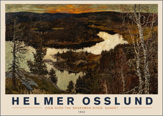 Helmer Osslund View over the Angerman River, Sunset No3 - Poster