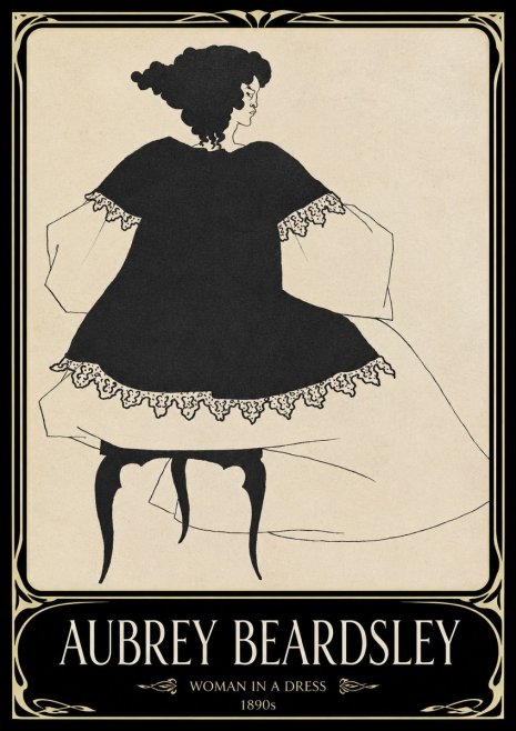 Aubrey Beardsley Woman in a Dress No1 - Poster