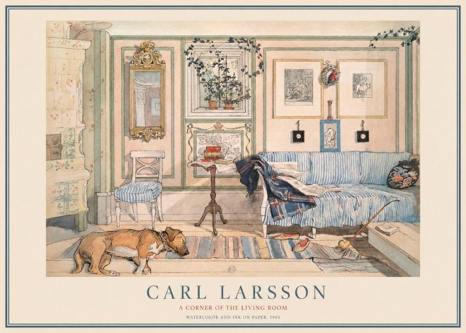 Carl Larsson Interior with Sleeping Dog No4 - Poster