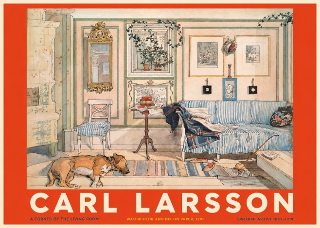 Carl Larsson Interior with Sleeping Dog No5 - Poster