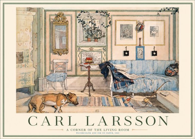 Carl Larsson Interior with Sleeping Dog No6 - Poster