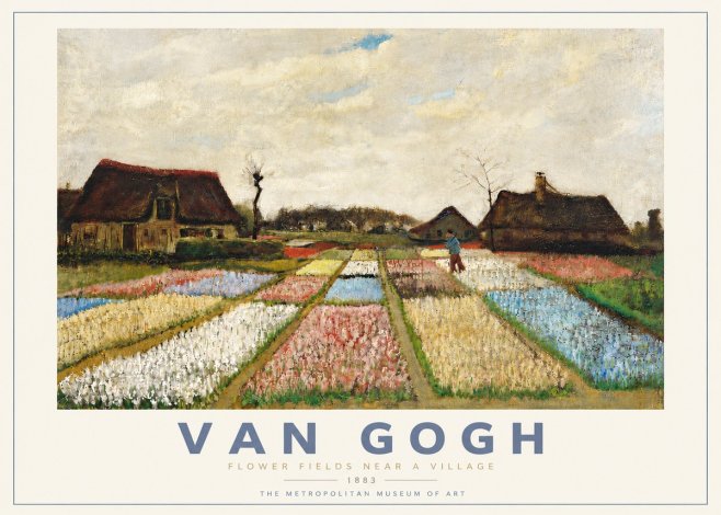 Van Gogh Flower Fields Near a Village No4 - Poster