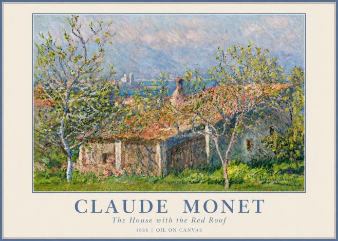 Monet The House with the Red Roof No3 - Poster