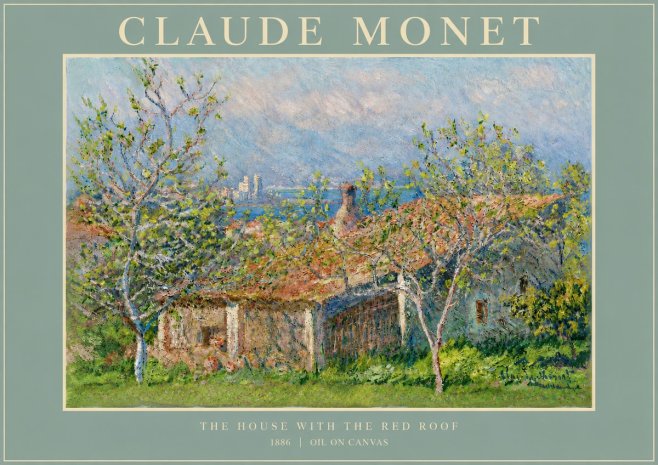 Monet The House with the Red Roof No4 - Poster