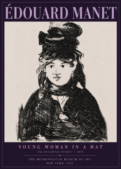 Édouard Manet Young Woman in a Hat IV No6 - Poster