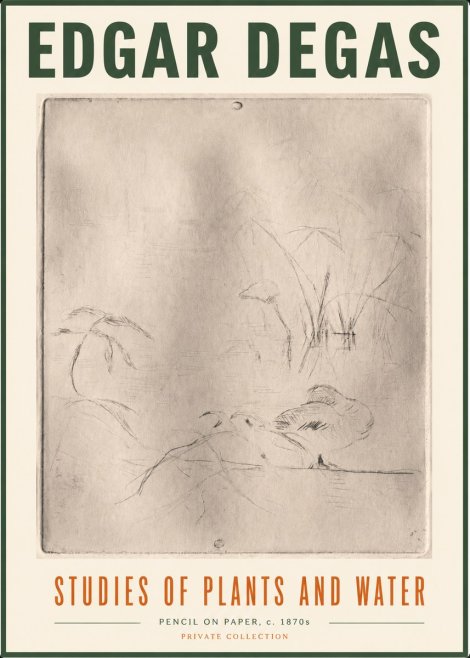 Edgar Degas Studies of Plants and Water No5 - Poster