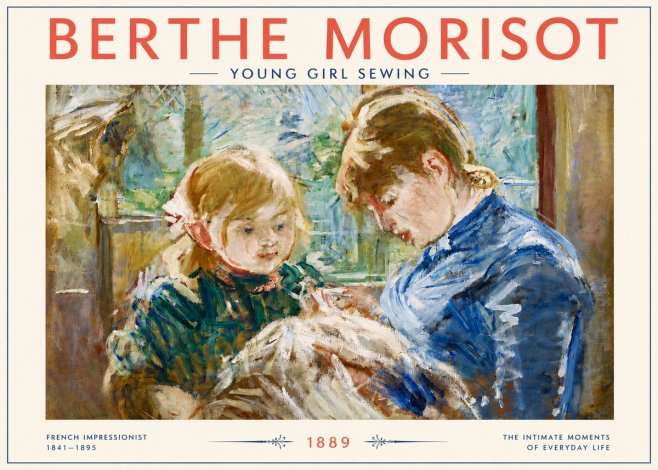 Berthe Morisot Young Girl Sewing No6 - Poster