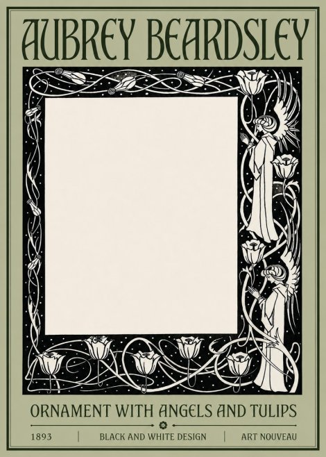 Aubrey Beardsley Ornament with Angels and Tulips No4 - Poster