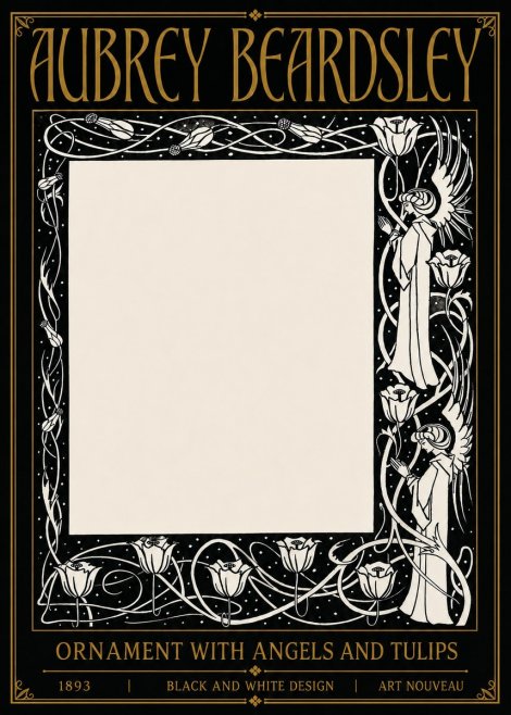 Aubrey Beardsley Ornament with Angels and Tulips No5 - Poster