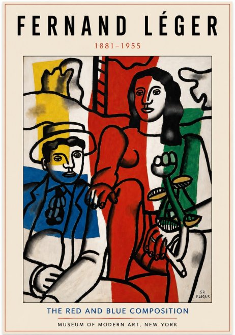 Fernand Léger The Red and Blue Composition No3 - Poster