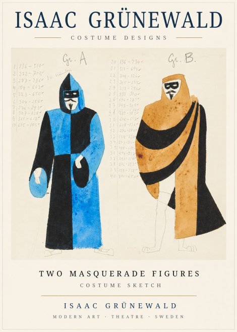 Isaac Grünewald Two Masquerade Figures - Costume Sketch No1 - Poster