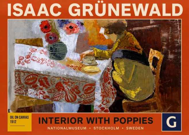 Isaac Grünewald Interior with Poppies No3 - Poster