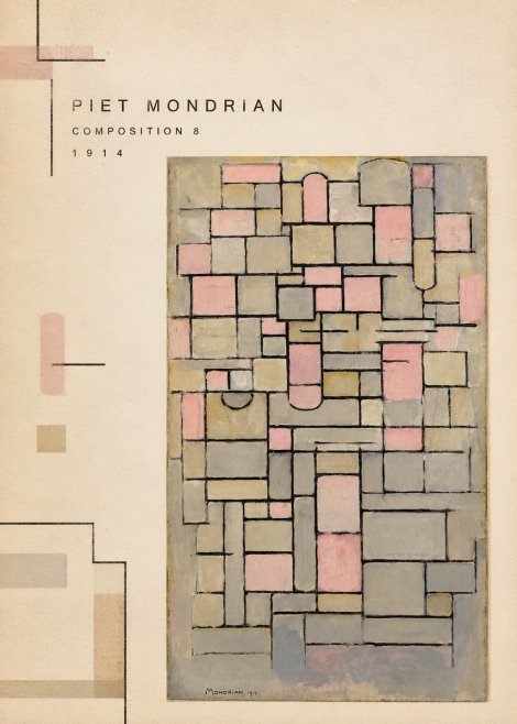 Piet Mondrian Composition 8 No2 - Poster