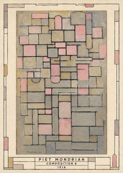 Piet Mondrian Composition 8 No3 - Poster