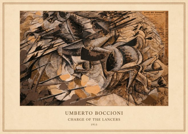 Umberto Boccioni Charge of the Lancers No4 - Poster