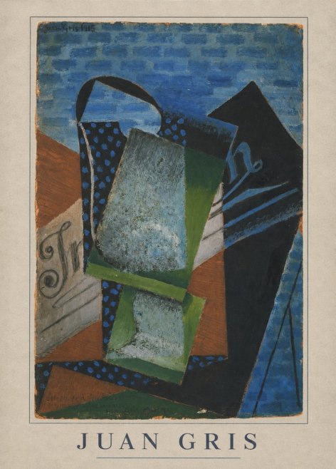 Juan Gris Still Life with Fruit Bowl and Bottle No4 - Poster