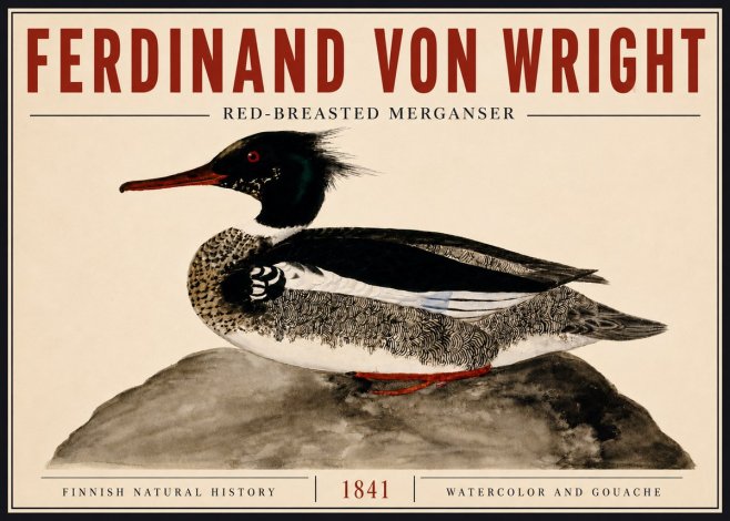 Ferdinand von Wright Red-breasted Merganser No6 - Poster