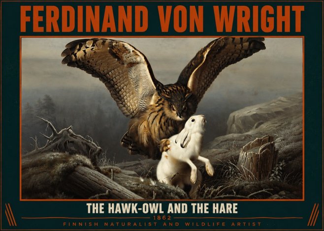 Ferdinand von Wright The Hawk-owl and the Hare No2 - Poster