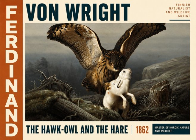Ferdinand von Wright The Hawk-owl and the Hare No5 - Poster