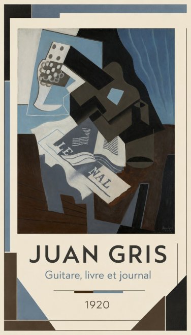 Juan Gris Guitare, Livre Et Journal No3 - Poster