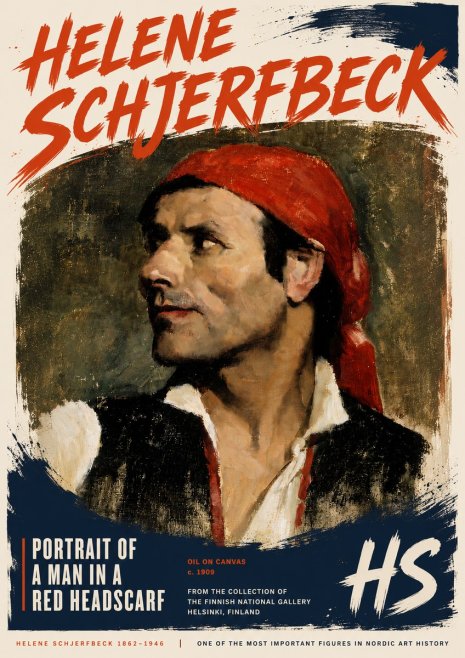 Helene Schjerfbeck Portrait of a Man in a Red Headscarf No6 - Poster
