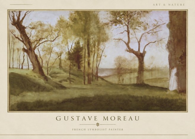 Gustave Moreau Wooded River Landscape No3 - Poster