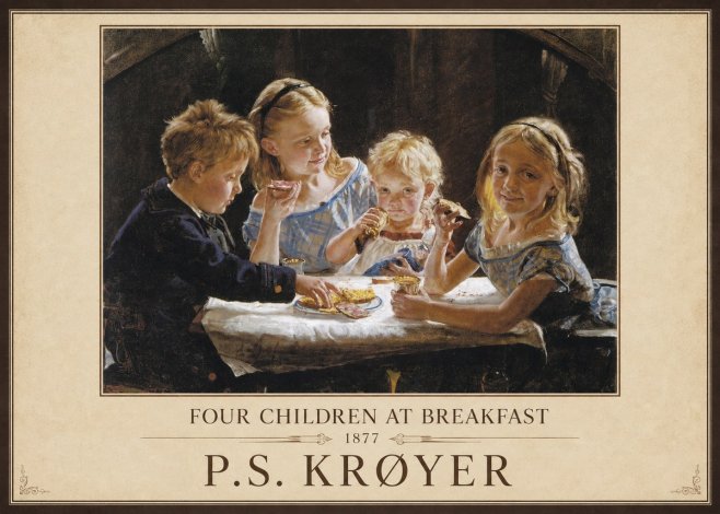 P.S. Krøyer Four Children at Breakfast No5 - Poster