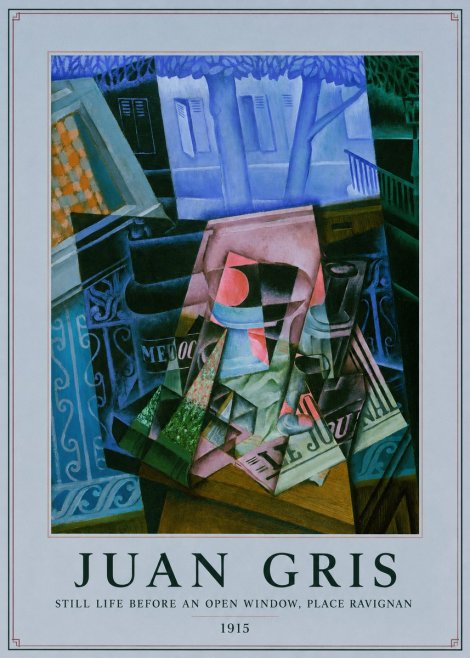 Juan Gris Still Life Before an Open Window, Place Ravignan No5 - Poster