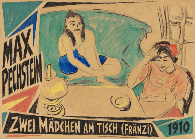 Max Pechstein Zwei Mädchen Am Tisch (Fränzi) No3 - Poster