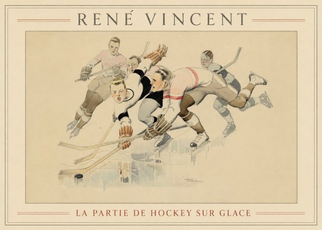 René Vincent La Partie De Hockey Sur Glace No1 - Poster