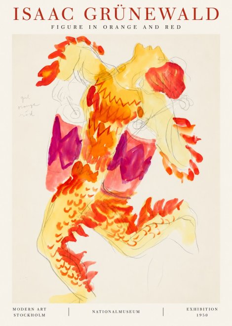 Isaac Grünewald Figure in Orange and Red No1 - Poster