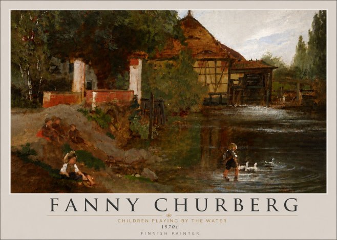 Fanny Churberg Children Playing by the Water No6 - Poster