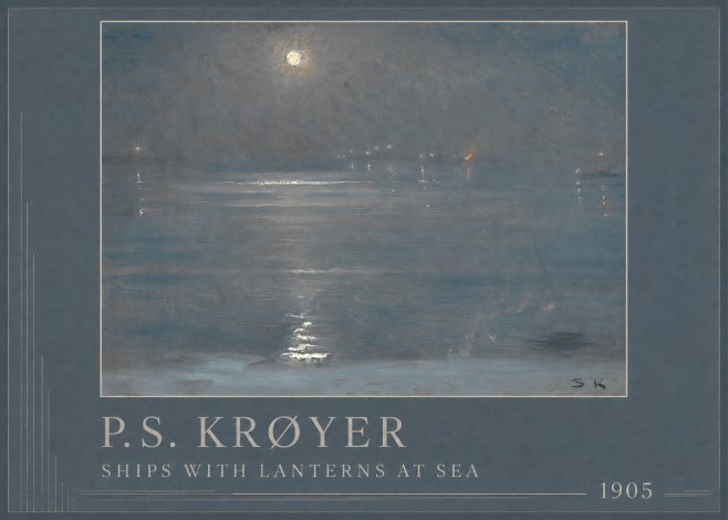 P.S. Krøyer Ships with Lanterns at Sea No1 - Poster